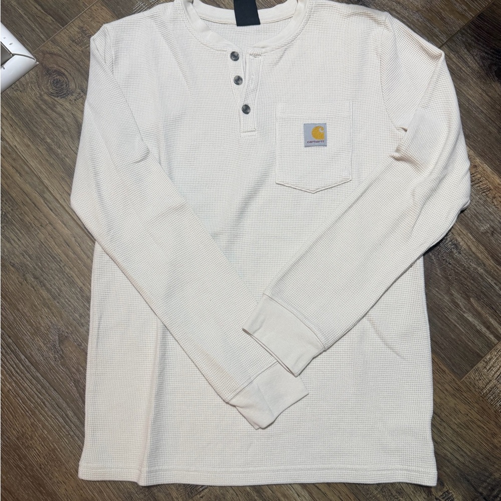 Carhartt Men's Off-White Henley Long Sleeve Shirt